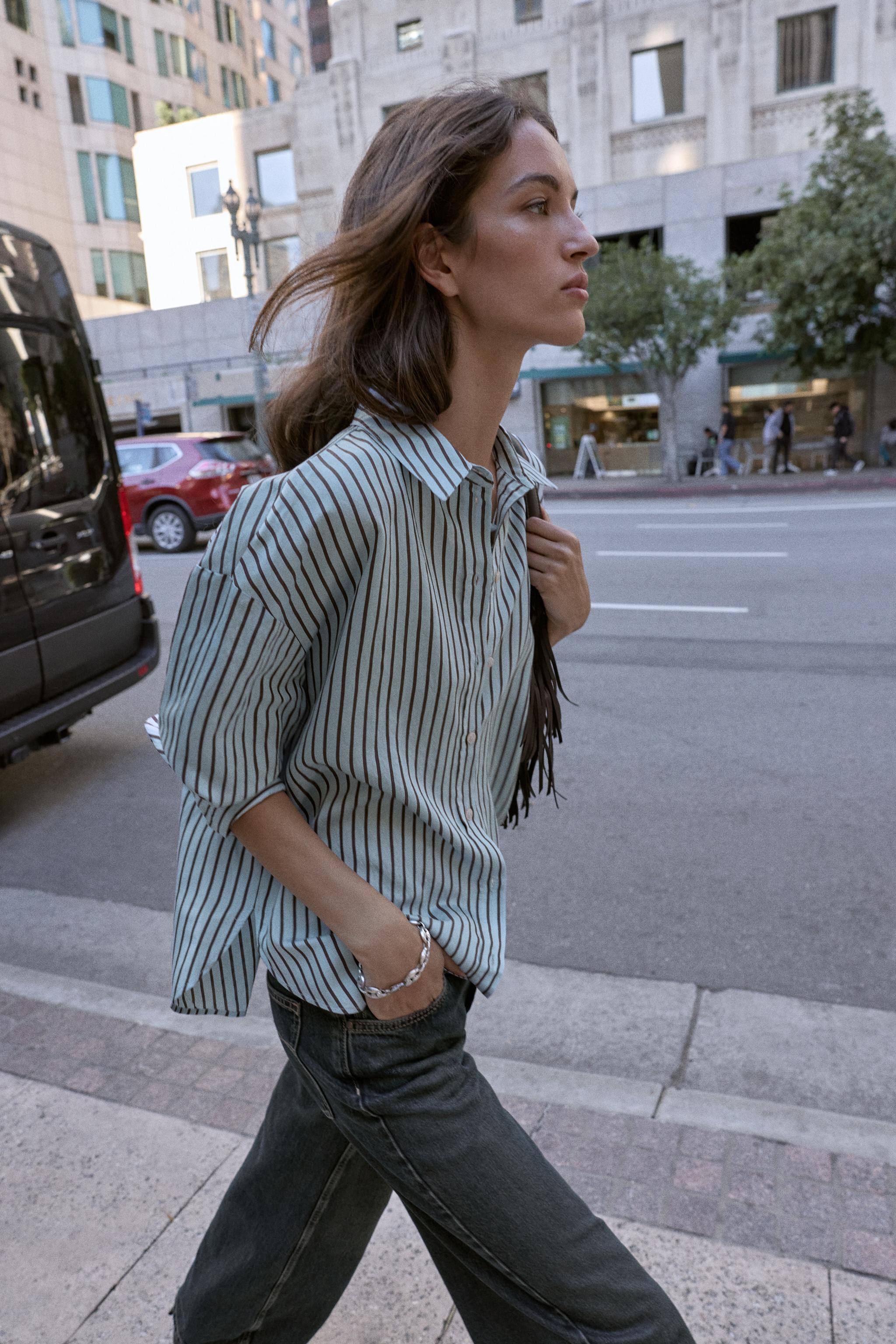 OVERSIZED STRIPED POPLIN SHIRT